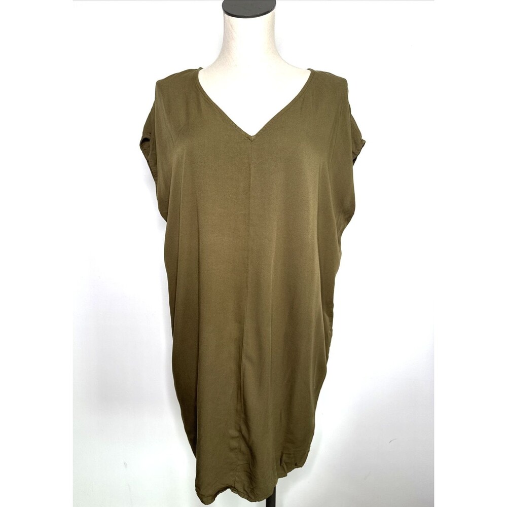 Old Navy Olive Green Kaftan Dress Size Large V-Neck Pullover